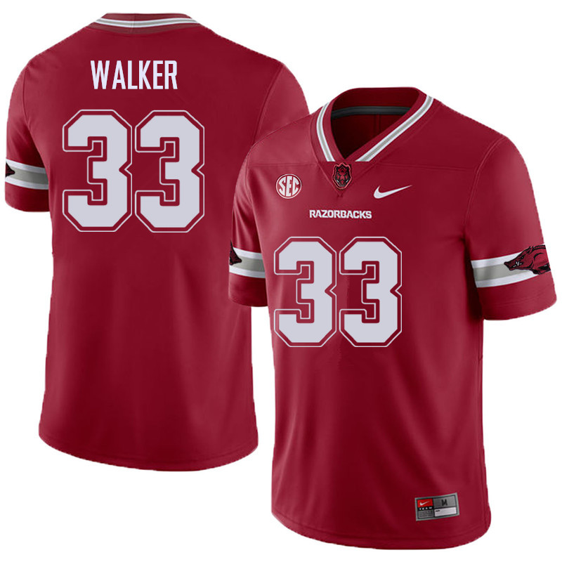 Men #33 Dee Walker Arkansas Razorback College Football Alternate Jerseys Sale-Cardinal